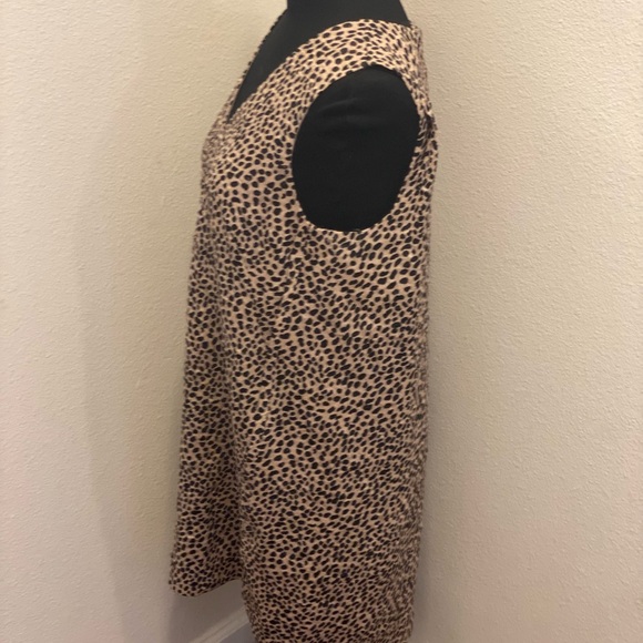 ANN TAYLOR Animal Print Shift Dress Spotted V Neck Sleeveless M NEW $139 - Picture 2 of 7